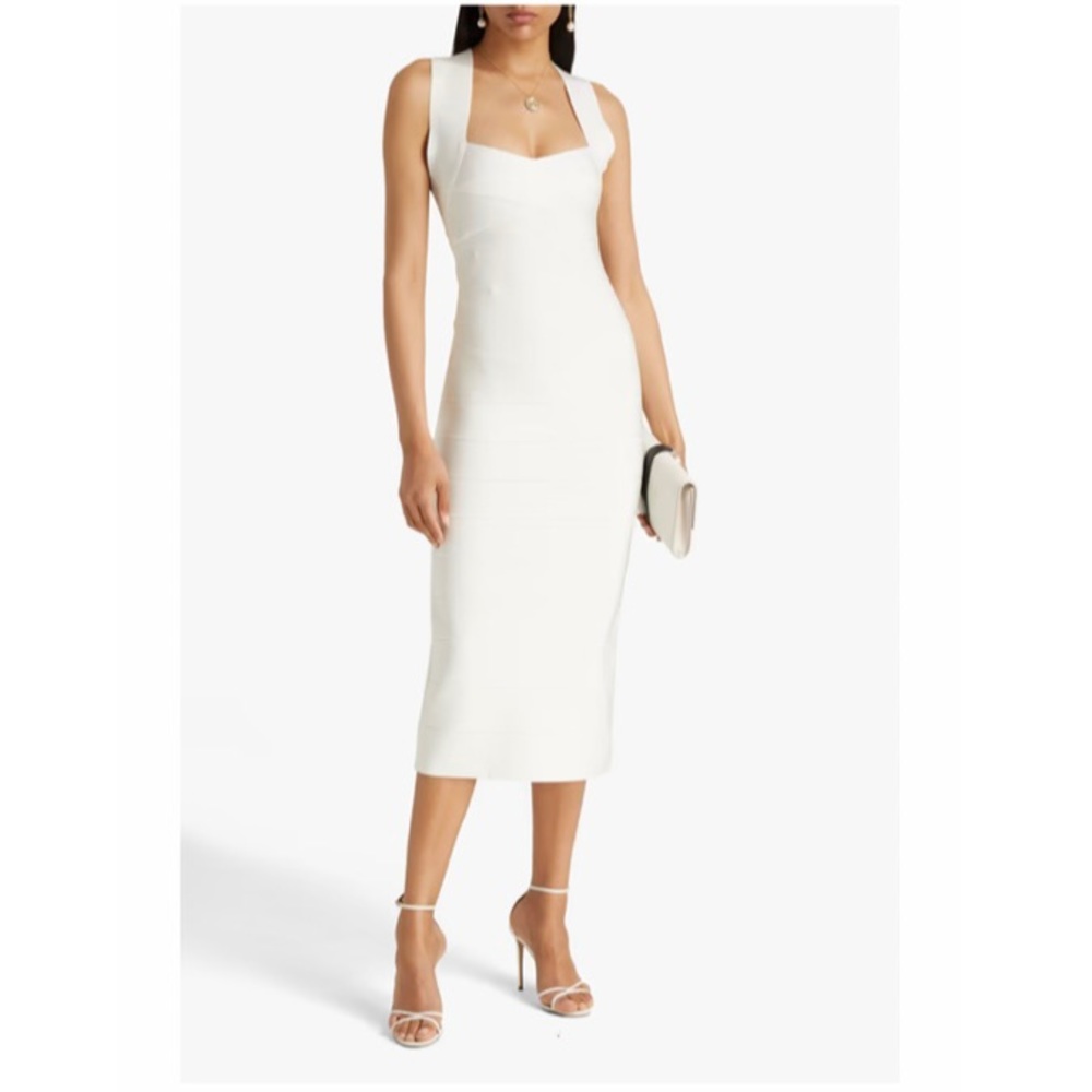 COPY - Herve Leger white midi dress